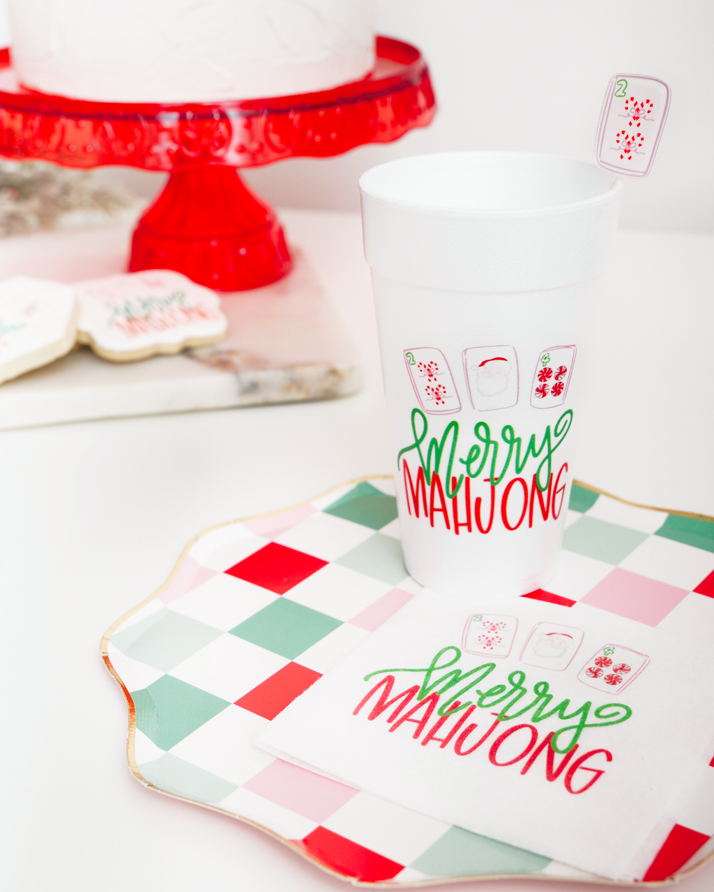 Merry Mahjong Christmas Cocktail Napkins | Set of 20