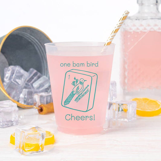 One Bam Bird Mahjong Frosted Cups