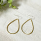 Small Light Brushed Gold Teardrop Earrings on Hook 