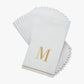 M Gold Monogram Paper Disposable Dinner Napkins | 14 Napkins: 14 Guest Napkins - 4.25" x 7.75"