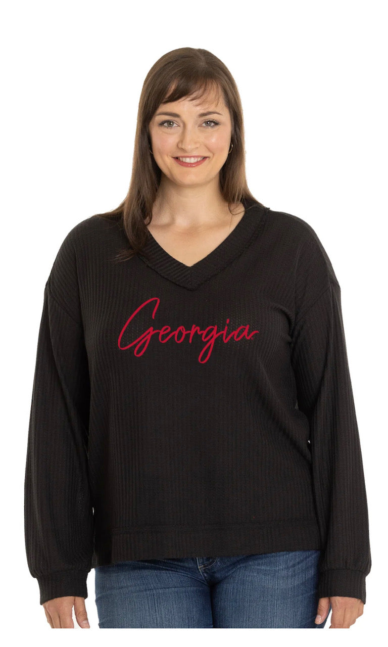 Georgia Waffle V Neck