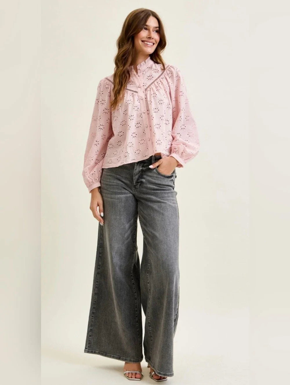 Judy Blue Mid Rise Palazzo Split Back Yoke Minimalist