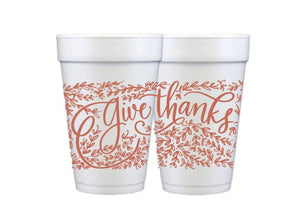 Foam Cups - Give Thanks (3 colors) (Thanksgiving): Pumpkin Orange