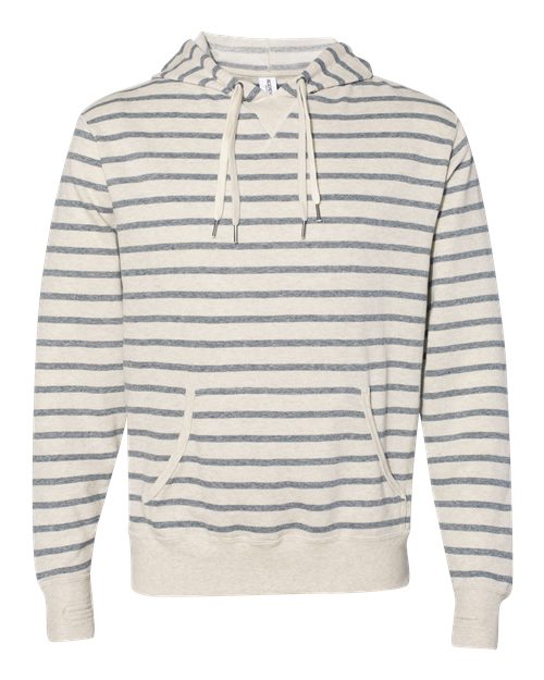 Salt Pepper Stripe French Terry Hooded Sweatshirt