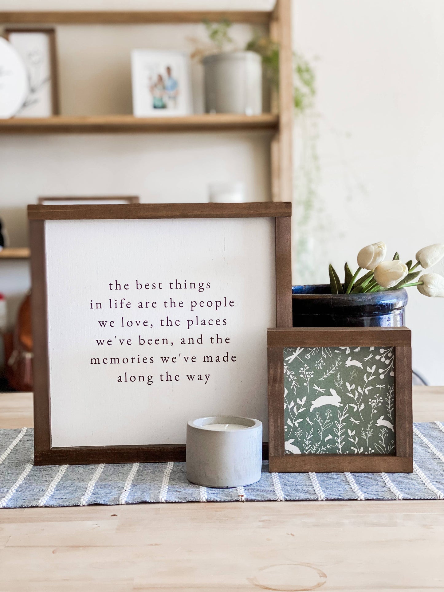The Best Things In Life | Handmade Wood Sign: White / 25x25"