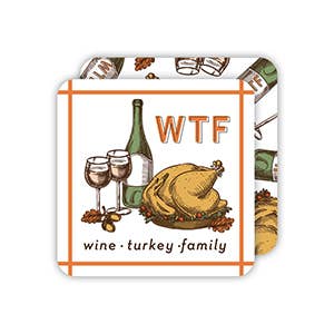 WTF Wine Turkey Family Square Coaster