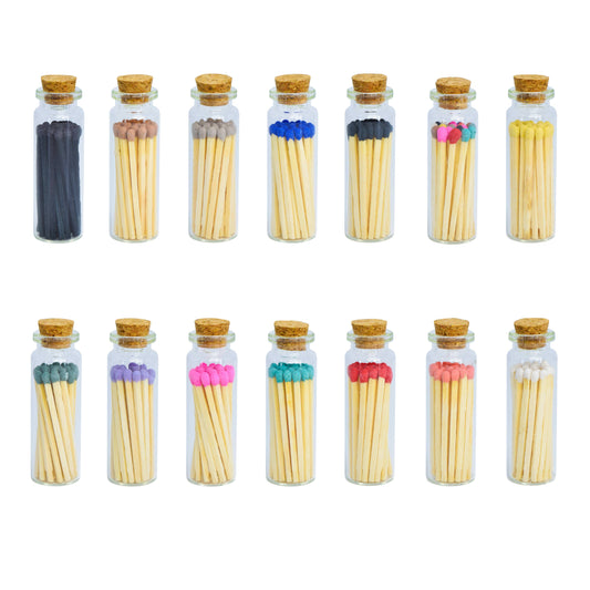 Small Match Bottles - Safety Matches in Jars with Striker: 40 Matchsticks Jar / Charcoal