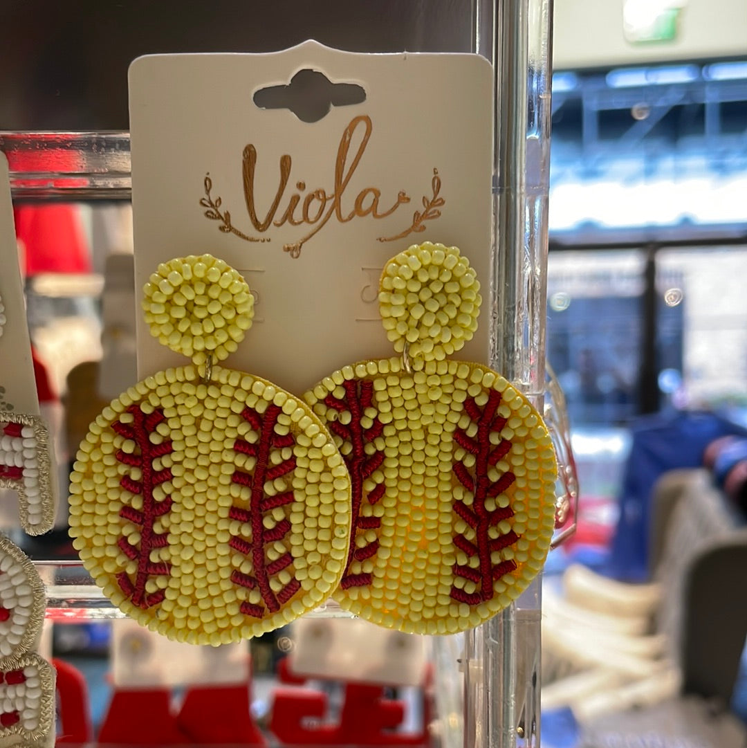Softball beaded earrings