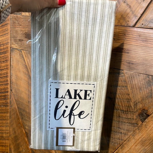 Lake life striped towel